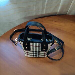 NWT Faux Burberry Plaid Mini Bag with Hand and Crossbody Straps
